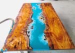 Customized Large Epoxy River Table with Stones & Starfish - Image 2