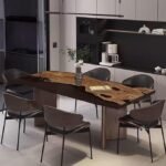 Custom Olive Wood Epoxy Resin Dining Table – Ocean Wave River Design - Image 3