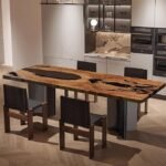 Custom Olive Wood Epoxy Resin Dining Table – Ocean Wave River Design - Image 4