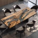 Custom Olive Wood Epoxy River Table – Large Handmade Resin Dining, Office - Image 3