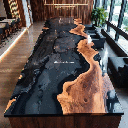 Elegant Black Epoxy Resin Table – Versatile Dining, Kitchen, Bar, or Conference Table for Modern Home Décor eresinhub.com