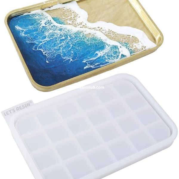 LET'S RESIN Large Rectangle Silicone Tray Mold with Edges – Durable Rolling Tray for Resin, Epoxy Casting, DIY Jewelry Holder & Home Décor